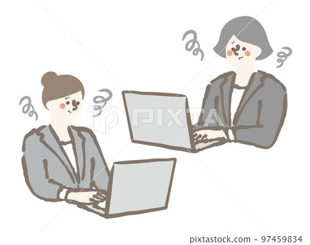 Business computer woman 2 people worry trouble illustration Business computer woman 2 people worry trouble illustration 97459834