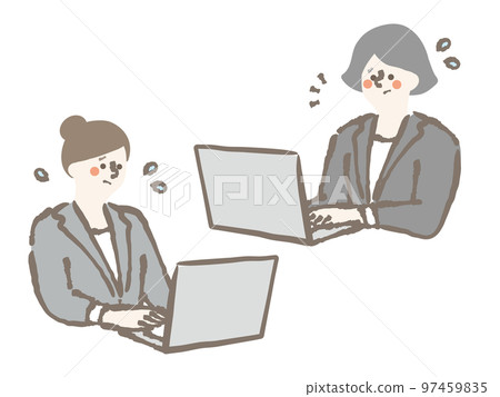 Business computer woman 2 people worry trouble illustration Business computer woman 2 people worry trouble illustration 97459835