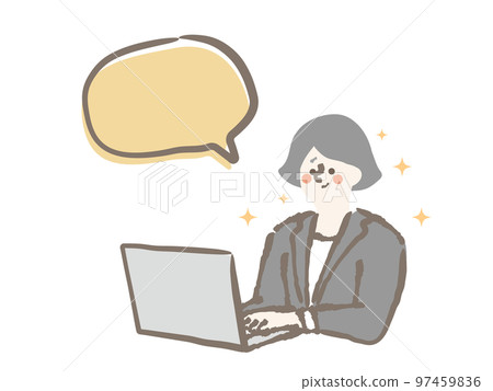 Business personal computer woman speech bubble illustration Business personal computer woman speech bubble illustration 97459836