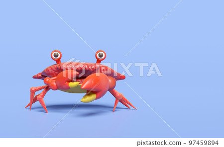 3d red crab from plasticine isolated on blue background. clay toy icon concept, 3d illustration render, clipping path 3d red crab from plasticine isolated on blue background. clay toy icon concept, 3d illustration render, clipping path 97459894