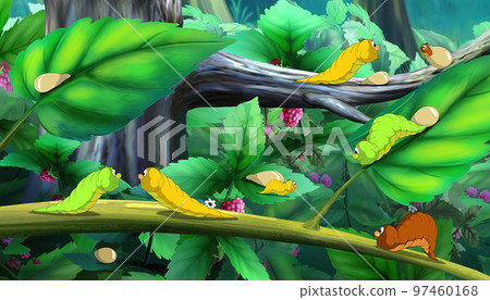 Beautiful Caterpillars on a Tree illustration 97460168