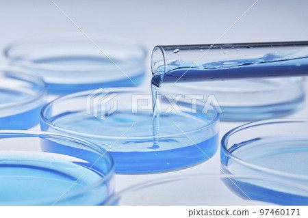 Science lab with beaker and dropper 97460171