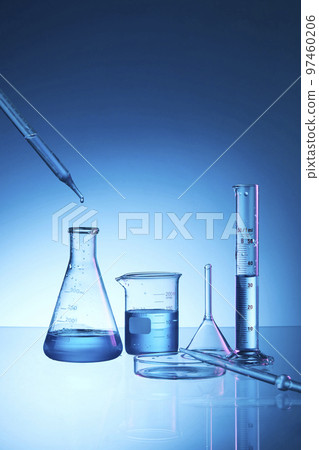 Science lab with beaker and dropper 97460206