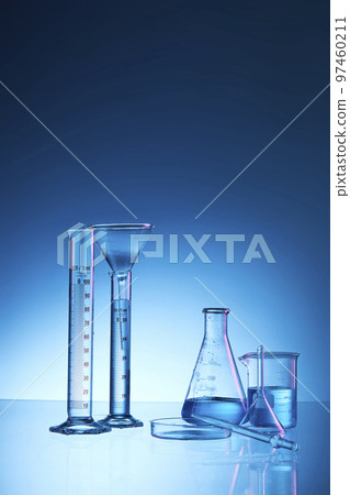 Science lab with beaker and dropper 97460211