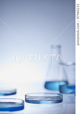 Science lab with beaker and dropper 97460232