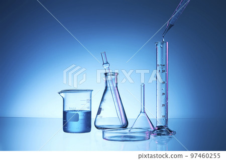 Science lab with beaker and dropper 97460255