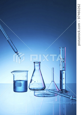Science lab with beaker and dropper 97460262