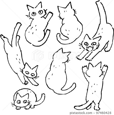 Simple hand drawn illustration set of cats 97460428