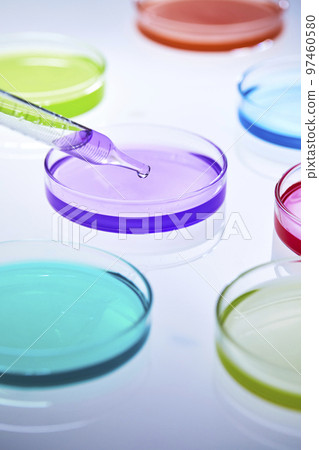 Science lab with beaker and dropper 97460580