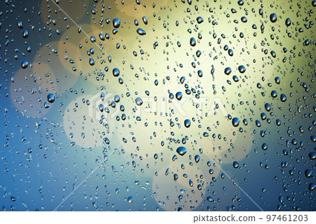 Scenery outside window on rainy day 97461203