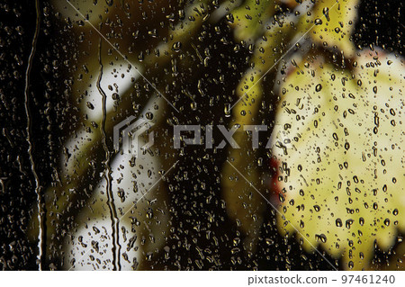 Scenery outside window on rainy day Scenery outside window on rainy day 97461240