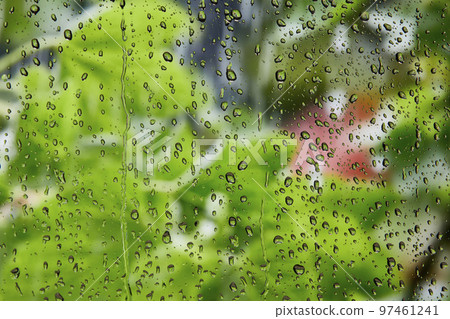 Scenery outside window on rainy day Scenery outside window on rainy day 97461241