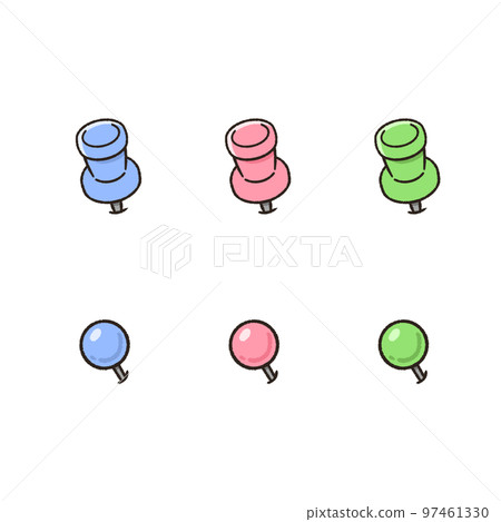 不同顏色圖釘的插圖 97461330