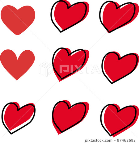red heart icon, set red heart icon, set 97462692