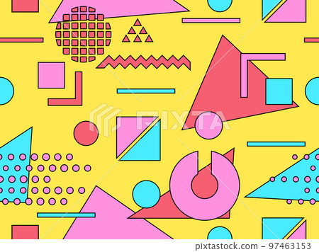 Memphis seamless pattern with geometric shapes in 80s style. 97463153