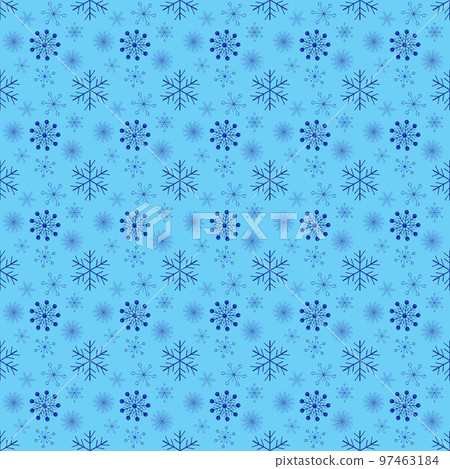 Hand Drawn Christmas Seamless Pattern with Snowflakes. Winter Background Drawn by Color Pencil. Decorative backdrop for fabric, textile, wrapping paper, card, invitation, wallpaper, web design. Hand Drawn Christmas Seamless Pattern with Snowflakes. Winter Background Drawn by Color Pencil. Decorative backdrop for fabric, textile, wrapping paper, card, invitation, wallpaper, web design. 97463184