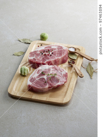 Juicy and appetizing pork and beef steak 97463894