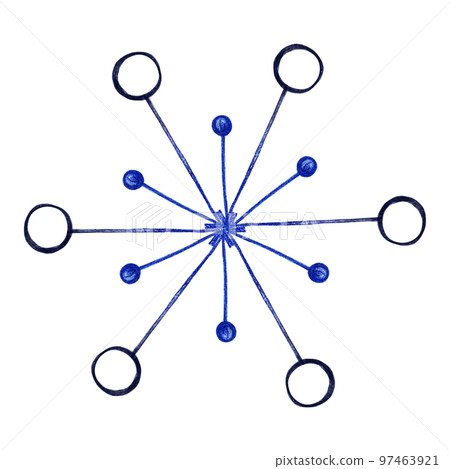 Hand Drawn Christmas Snowfkake Isolated on White Background. New Year Illustration Drawn by Colored Pencil. Blue Snowflake. Winter Symbol of Christmas, xmas. Hand Drawn Christmas Snowfkake Isolated on White Background. New Year Illustration Drawn by Colored Pencil. Blue Snowflake. Winter Symbol of Christmas, xmas. 97463921