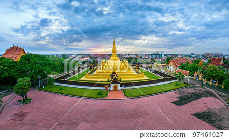 Aerial view of Phra that luang in Vientiane, Laos. 97464027