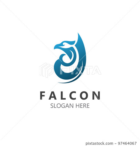 Falcon logo design image, silhouette eagle template illustration 97464067