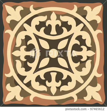 Ancient ceramic tile pattern. Wall or floor texture. Decorative antique stone ornament. 97465612