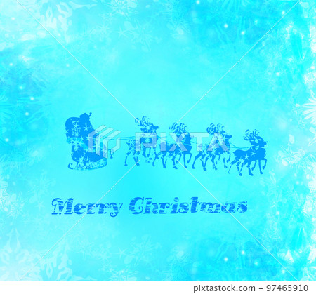 santa claus flying with the sack full of presents - christmas banner with snowy background santa claus flying with the sack full of presents - christmas banner with snowy background 97465910