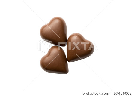 Top view Chocolate candy isolated on white background with clipping path and full depth of field. Flat lay. Set or collection 97466002