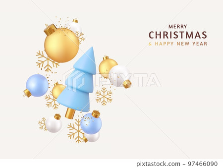 3d Merry Christmas and Happy New Year. 3d Merry Christmas and Happy New Year. 97466090