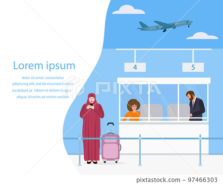 Muslim People Airport Passenger Tourist Check-in 97466303