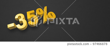 35% off discount offer. 3D illustration isolated on black. Horizontal banner 35% off discount offer. 3D illustration isolated on black. Horizontal banner 97466878