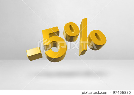 5% off discount offer. 3D illustration isolated on white. Promotional price rate 5% off discount offer. 3D illustration isolated on white. Promotional price rate 97466880