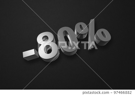 80% off discount offer. 3D illustration isolated on black. Promotional price rate 80% off discount offer. 3D illustration isolated on black. Promotional price rate 97466882