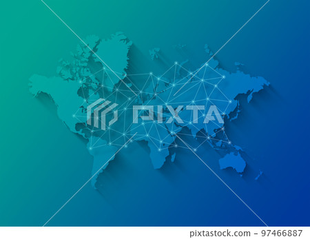 World map and digital network illustration on a blue background World map and digital network illustration on a blue background 97466887