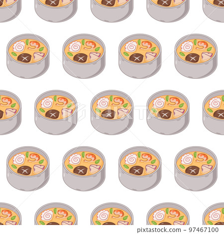 cartoon chawanmushi, japanese food seamless pattern on colorful background cartoon chawanmushi, japanese food seamless pattern on colorful background 97467100