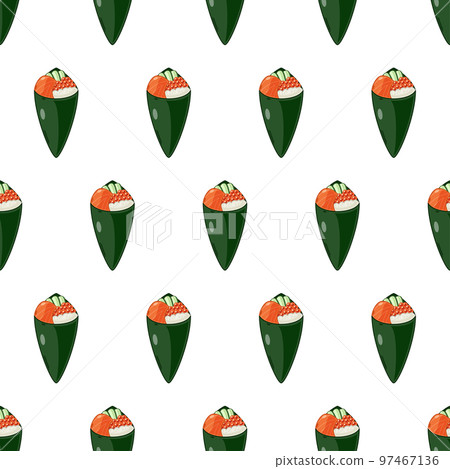 cartoon sushi temaki, japanese food seamless pattern on colorful background cartoon sushi temaki, japanese food seamless pattern on colorful background 97467136