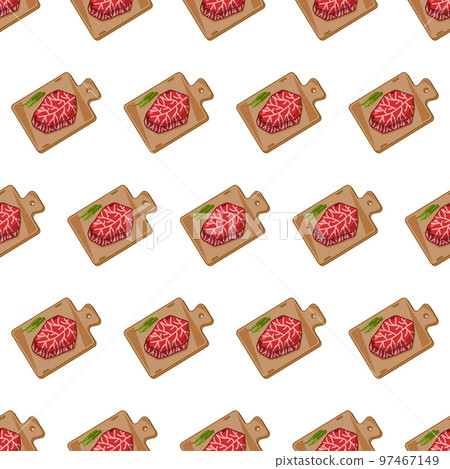 cartoon wagyu beef, japanese food seamless pattern on colorful background cartoon wagyu beef, japanese food seamless pattern on colorful background 97467149