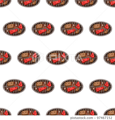 cartoon yakiniku, japanese food seamless pattern on colorful background cartoon yakiniku, japanese food seamless pattern on colorful background 97467152