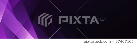 Abstract dark horizontal banner background with purple geometric diagonal overlay layer. Modern futuristic triangle design. Space for your text. Suit for poster, banner, cover, header, website, flyer 97467165