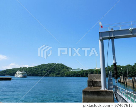 Ferry entering Kuranomoto Port (Kagoshima Prefecture) Ferry entering Kuranomoto Port (Kagoshima Prefecture) 97467613