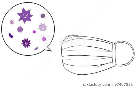 Illustration of non-woven mask and bacteria 97467856
