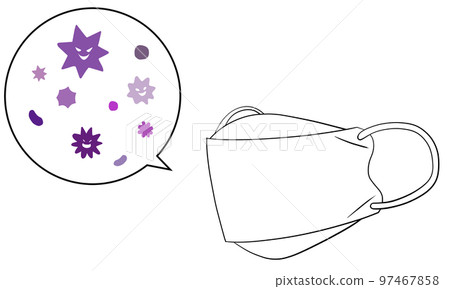 Illustration of three-dimensional non-woven mask and bacteria 97467858