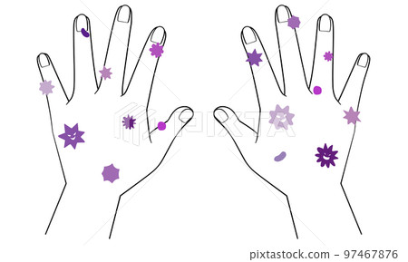 滿手細菌的手背插畫 97467876