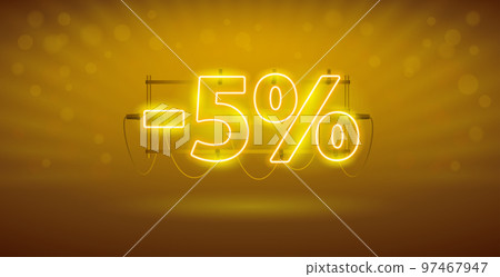 Glowing Neon 5 Percent Discount Banner Glowing Neon 5 Percent Discount Banner 97467947