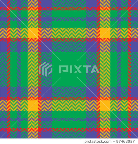 Plaid check pattern in green color. Seamless fabric texture. Tartan textile print. 97468087