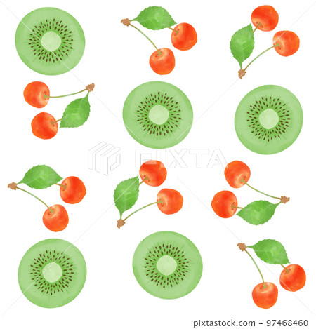美味的獼猴桃和櫻桃無縫圖案材料 97468460