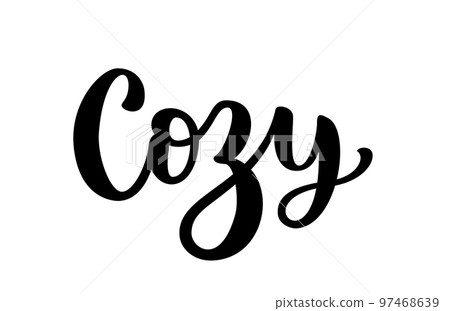 Cozy text. Only one single word cozy. Printable graphic tee. 97468639