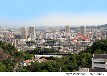 Nishinomiya area from Takarazuka city seen from the mountains Nishinomiya area from Takarazuka city seen from the mountains 97468647