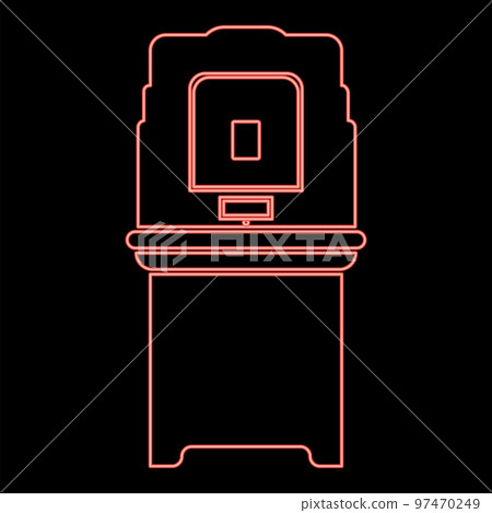 Neon electoral voting machine Electronic EVM Election equipment VVPAT red color vector illustration image flat style Neon electoral voting machine Electronic EVM Election equipment VVPAT red color vector illustration image flat style 97470249