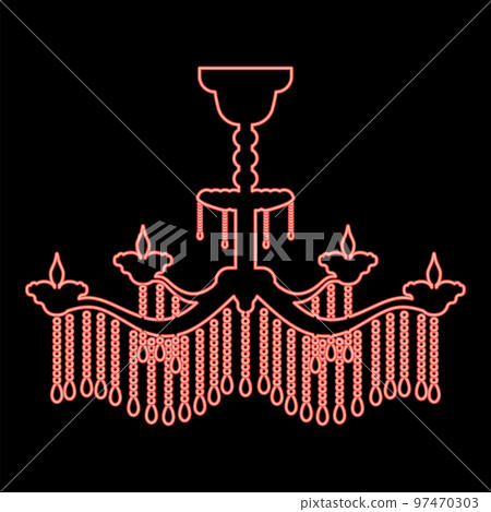 Neon chandelier red color vector illustration image flat style Neon chandelier red color vector illustration image flat style 97470303