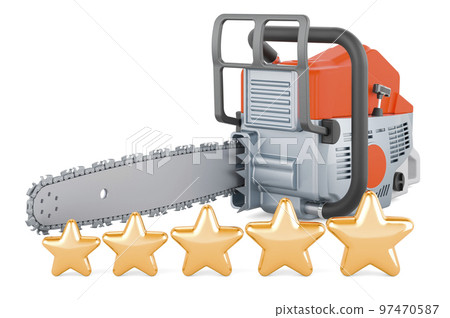 Customer rating of chainsaw concept. 3D rendering 97470587